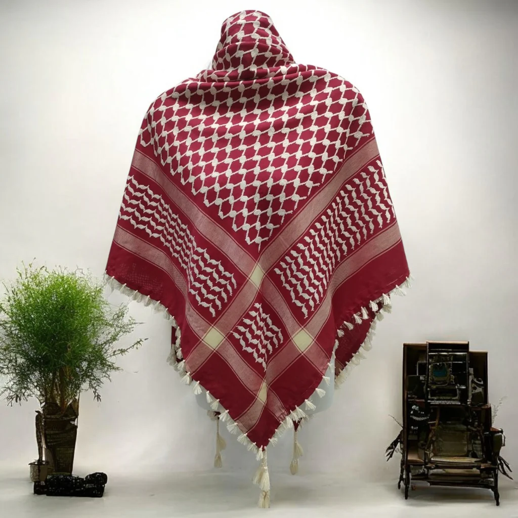 Red and white kufiya | Traditional Palestinian Keffiyeh Scarf