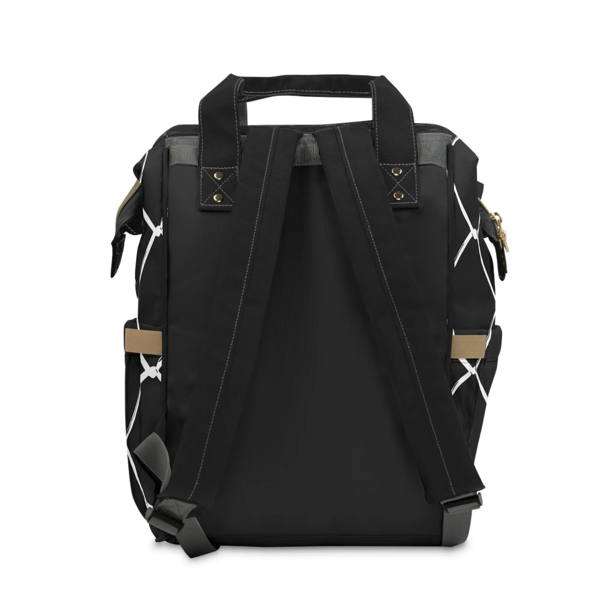 Multifunctional Diaper Backpack with Kufiya Pattern Black