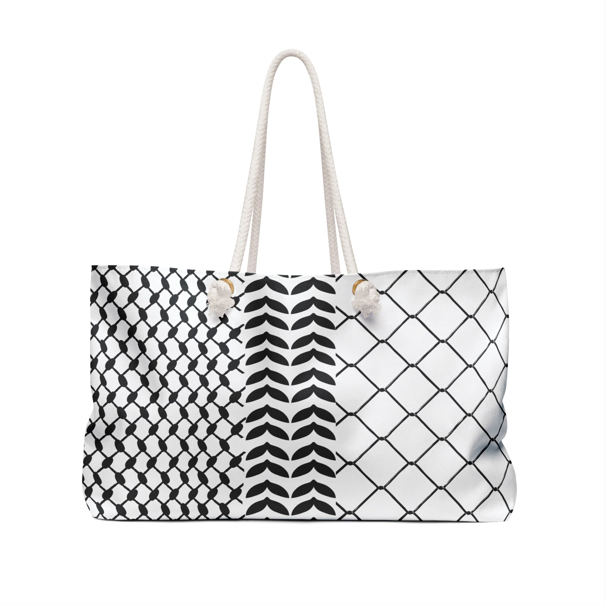 Oversized Weekender Tote with Kufiya Pattern