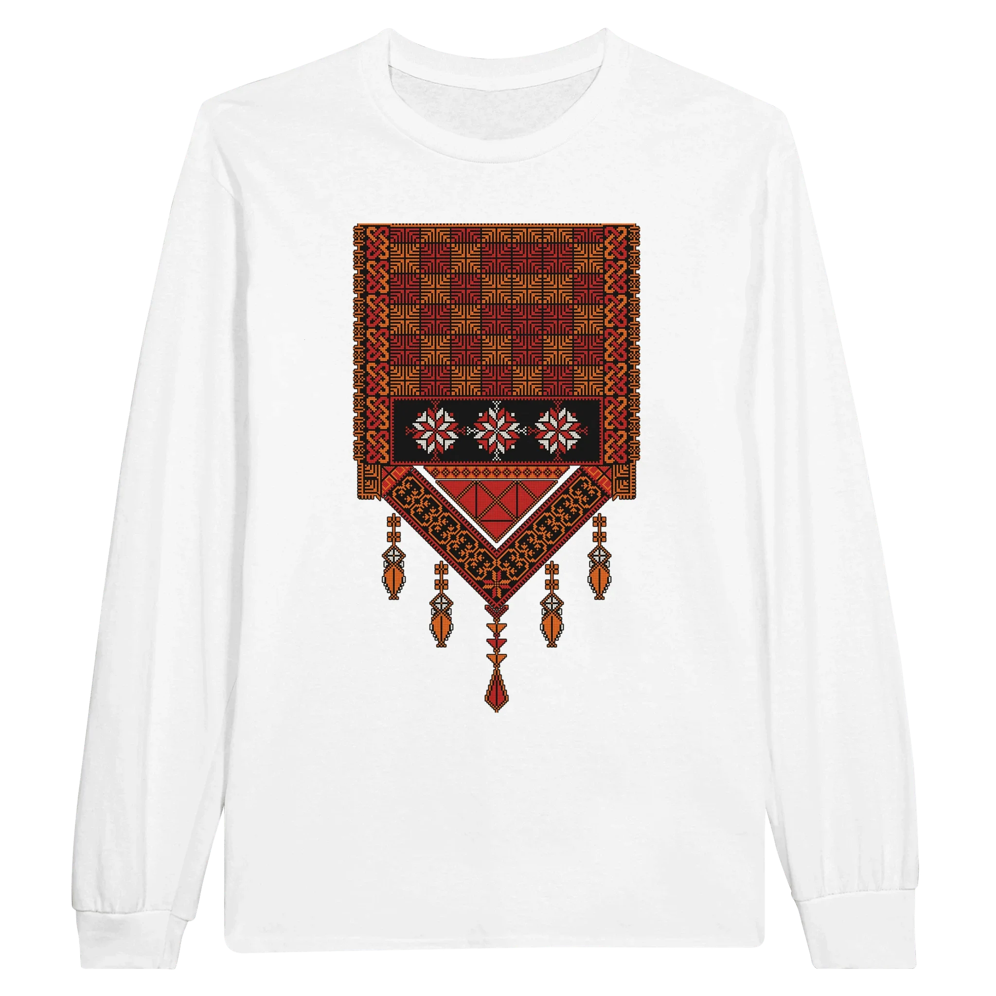 Long-Sleeve T-Shirt with Palestinian Tatreez Design