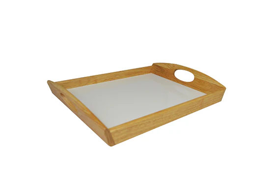 Naturals Wooden Tray With Oval Hole Handle