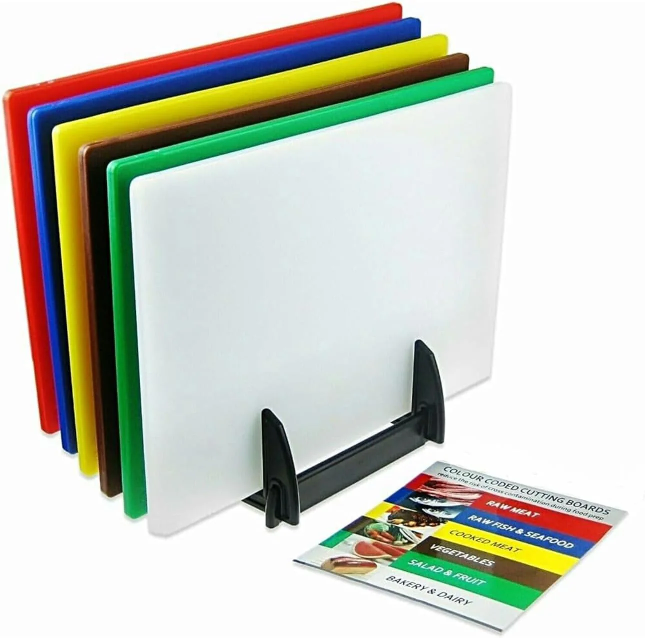 Acense Professional Large Chopping Boards for Commercial Kitchen- 45 x 30 x 10mm - Colour Coded (Assorted with Rack)