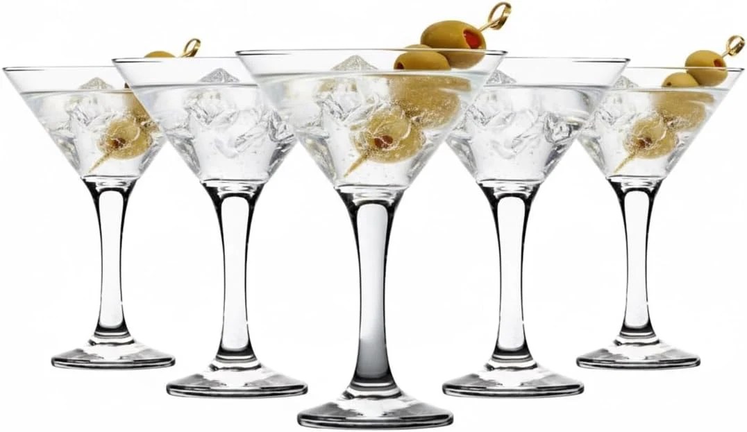Acense 6X Clear 175ml Misket Martini Glasses Set �C Perfect for Espresso, Margarita, Cocktail, Champagne, Gin, & Wine Party Drinks